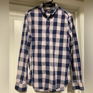 Express performance slim fit size M pink and blue checkered dress shirt